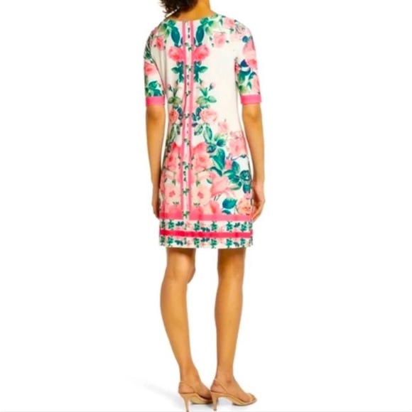 Eliza J Floral Pink Border Print Sheath Dress - Picture 2 of 10